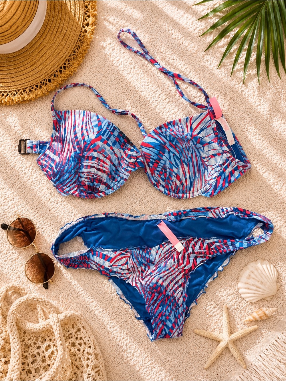 Victoria’s Secret Palm Print Bikini Set NWT Underwire Top Bikini Bottoms